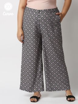 Twenty Dresses by Nykaa Fashion - Curve Mauve Geometric Flared Pants