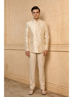 TASVA - Beige Gold Imperial Bandhgala with Trouser