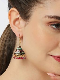 OOMPH - Multi Color Cone Shape Meenakari Jhumki Earrings