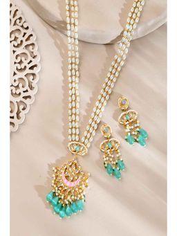 DASTOOR - White Gold Plated Designer Necklace with Earrings