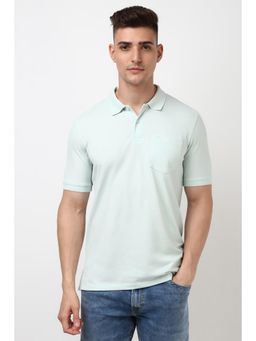 Peter England - Men Green Regular Fit Solid Collar Neck Polo T-Shirt