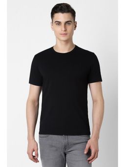 Van Heusen - Men Black Slim Fit Solid Crew Neck T-Shirt