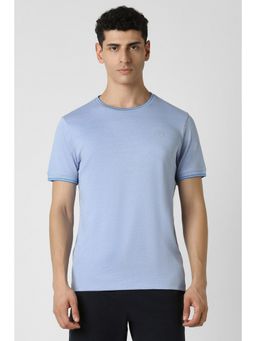 Van Heusen - Men Blue Slim Fit Solid Crew Neck T-Shirt