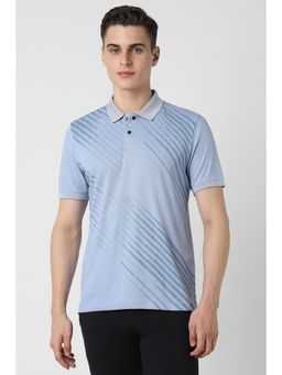 Van Heusen - Men Blue Regular Fit Printed Collar Neck Polo T-Shirt