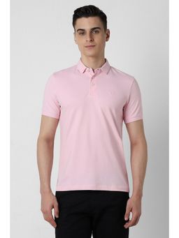 Van Heusen - Men Pink Regular Fit Solid Collar Neck Polo T-Shirt