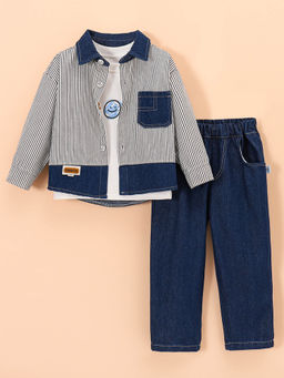 Hopscotch - 3-Pc Stripe Denim Jeans Set