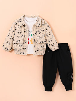 Hopscotch - 3-Pc Panda Face Jogger Set