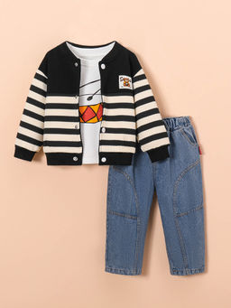 Hopscotch - 3-Pc Striped Varsity Jeans Set