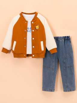 Hopscotch - 3-Pc Animal Grid Raglan Jeans Set