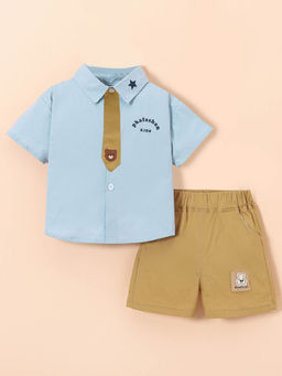 Hopscotch - 3-Pc Text Tie Detail Shorts Set
