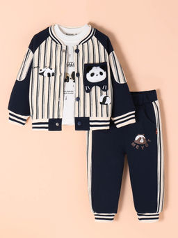 Hopscotch - 3-Pc Panda Applique Jogger Set