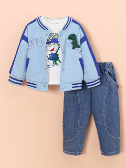 Hopscotch - 3-Pc Dino-Roar Applique Jeans Set