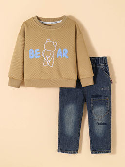 Hopscotch - 2-Pc Teddy Embroidered Jeans Set