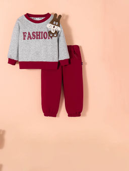 Hopscotch - 2-Pc 3D Applique Sweatshirt & Jogger