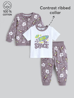 Hopscotch - 3-Pc Cotton Space Cadet Jogger Set