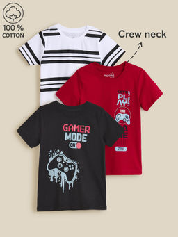 Hopscotch - 3-Pc Gaming Mode Stripe Cotton T-shirts