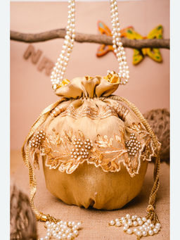 NR by Nidhi Rathi - Embellished Gold Batuas And Potlis