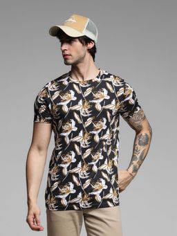 Jack & Jones - Black Printed Round Neck T-Shirt