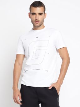 Guess - White Answer Cotton Blend Printed T-Shirt