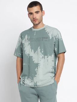 Guess - Green Sheen Pure Cotton Printed T-Shirt