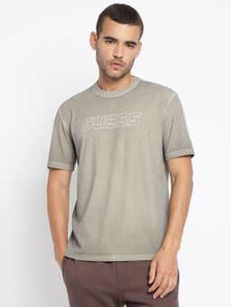 Guess - Grey Steno Polyamide Blend Solid T-Shirt
