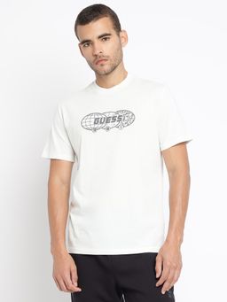 Guess - Tyrian Pure Cotton Graphic Printed T-Shirt