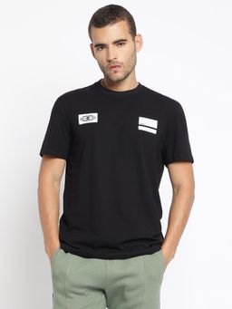 Guess - Black Faramir Cotton Blend Printed T-Shirt