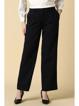 Allen Solly - Navy Blue Solid Regular Fit Trouser