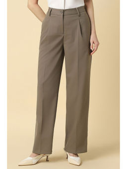 Allen Solly - Brown Solid Regular Fit Trouser