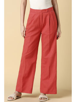 Allen Solly - Red Solid Regular Fit Trouser