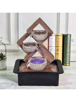 HomeTown - Impression Polyresin Triangle Modern Fountain 30X40Cm In Brown Colour