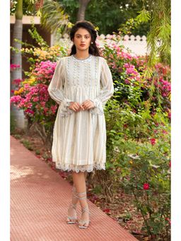 Amoree - Off White Short Frill Dress