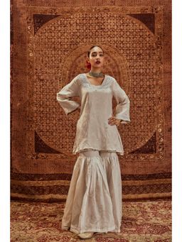 Roze - Nusrat Silver Embroidered Kurta with Sharara (Set of 2)