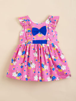 Hopscotch - Pink Pure Cotton Floral Casual Dress