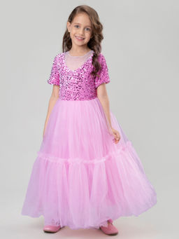 Hopscotch - Pink Sequin Embellished Party Dress