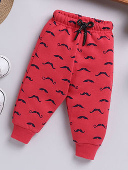 Hopscotch - Red Moustache Print Joggers