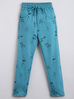 Hopscotch - Blue Typographic Pure Cotton Pant