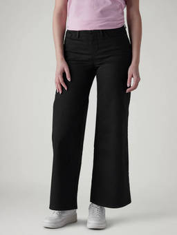 Levi's - Womens 318 Black Wide Leg Fit Mid Rise Redloop Jeans