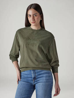 Levi's - Womens Embroidered Regular Fit Sweatshirt Olive