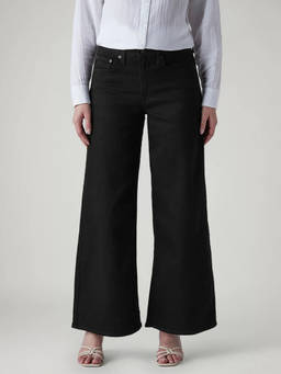 Levi's - Womens 728 Black Wide Leg Fit High Rise Jeans