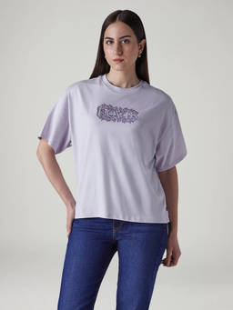 Levi's - Womens Embroidered Relaxed Fit T-Shirt Lavender
