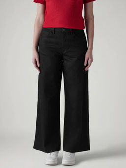 Levi's - Womens Black Wide Leg Fit High Rise Cinch Redloop Jeans