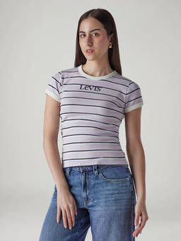 Levi's - Womens Striped Slim Fit T-Shirt Lavender