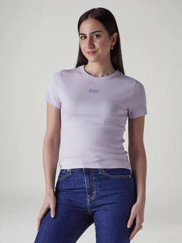 Levi's - Womens Brand Logo Lavender Slim Fit Ribbed T-Shirt