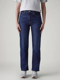 Levi's - Womens Dark-Blue Ribcage Regular Fit High Rise Jeans