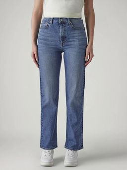 Levi's - Womens Blue Ribcage Straight High Rise Jeans