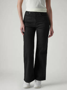 Levi's - Womens Black Ribcage Wide Leg Fit High Rise Jeans