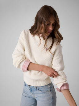 Guess - Mini Triangle Textured Round Neck Regular Fit Pullover Sweater