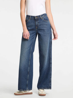 Guess - Wide Leg Button and Zip Denim Jeans Blue