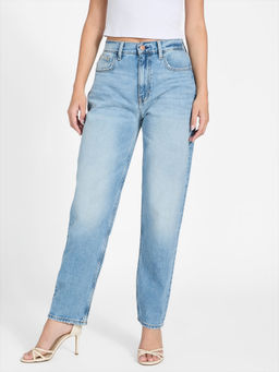 Guess - Women Pure Cotton Regular Fit Solid Breeze Jeans Blue